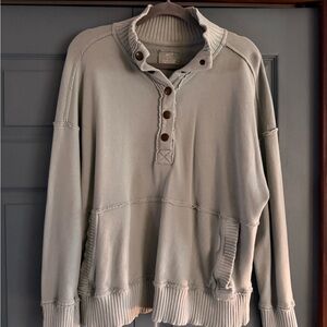Aerie Women's Cream Button-Up Sweatshirt